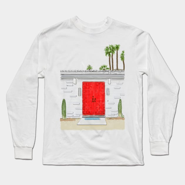 Red Hot Palm Springs Door Long Sleeve T-Shirt by kschowe